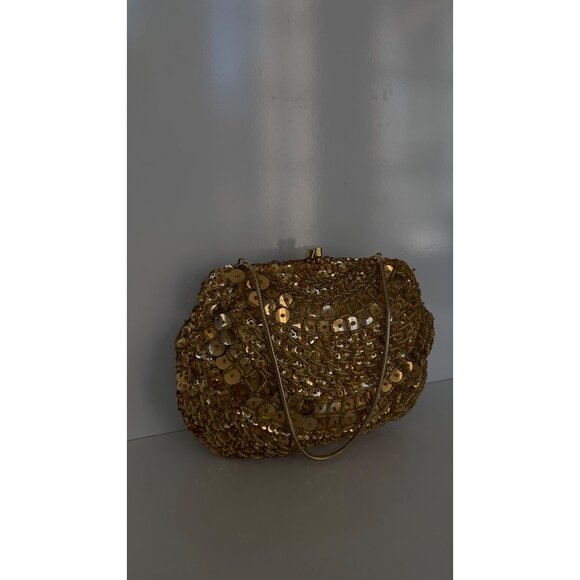 Vintage Gold Sequin Safco Bag Handmade Hong Kong With Chain Strap - Picture 4 of 8